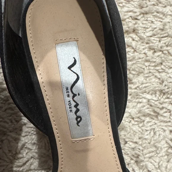 Nina Black Heels with Rhinestone Accents - Picture 4 of 4